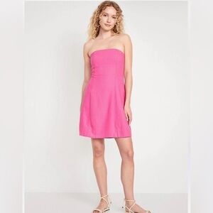 Old Navy Pink Strapless Linen Dress
